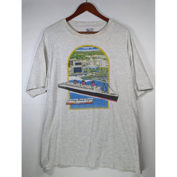 Vintage Queen Mary Ship Long Beach California Single Stitch Shirt Sz XL VTG 90s - Picture 1 of 7